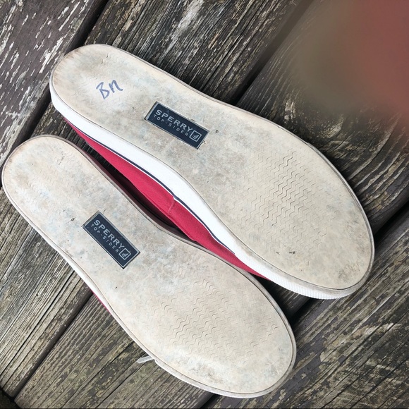 Red Canvas Sperry Topsider Boat Shoes - Picture 5 of 6